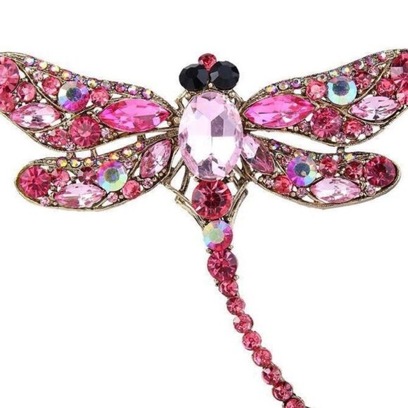🩷 Betsey Johnson stunning pink crystal dragonfly brooch 🩷 - Picture 2 of 4